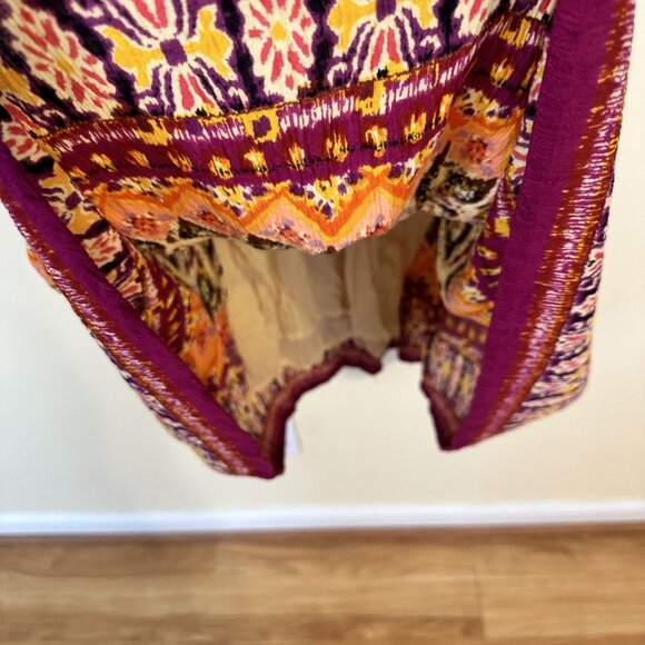 Womens Boho Maxi Full Skirt Multicolored India Orange Brown Western XL Chaundry - Picture 4 of 7